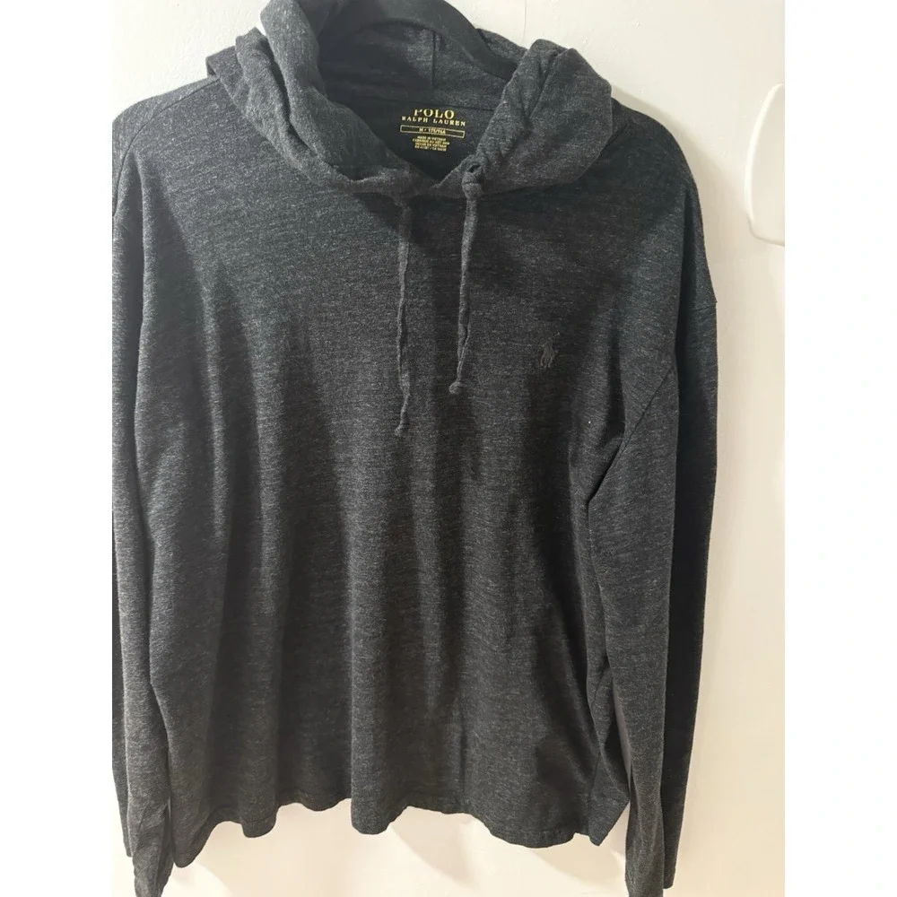 Polo Ralph Lauren Men's‎ Jersey Hooded Tee Shirt Marbled Grey Long Sleeve Med
